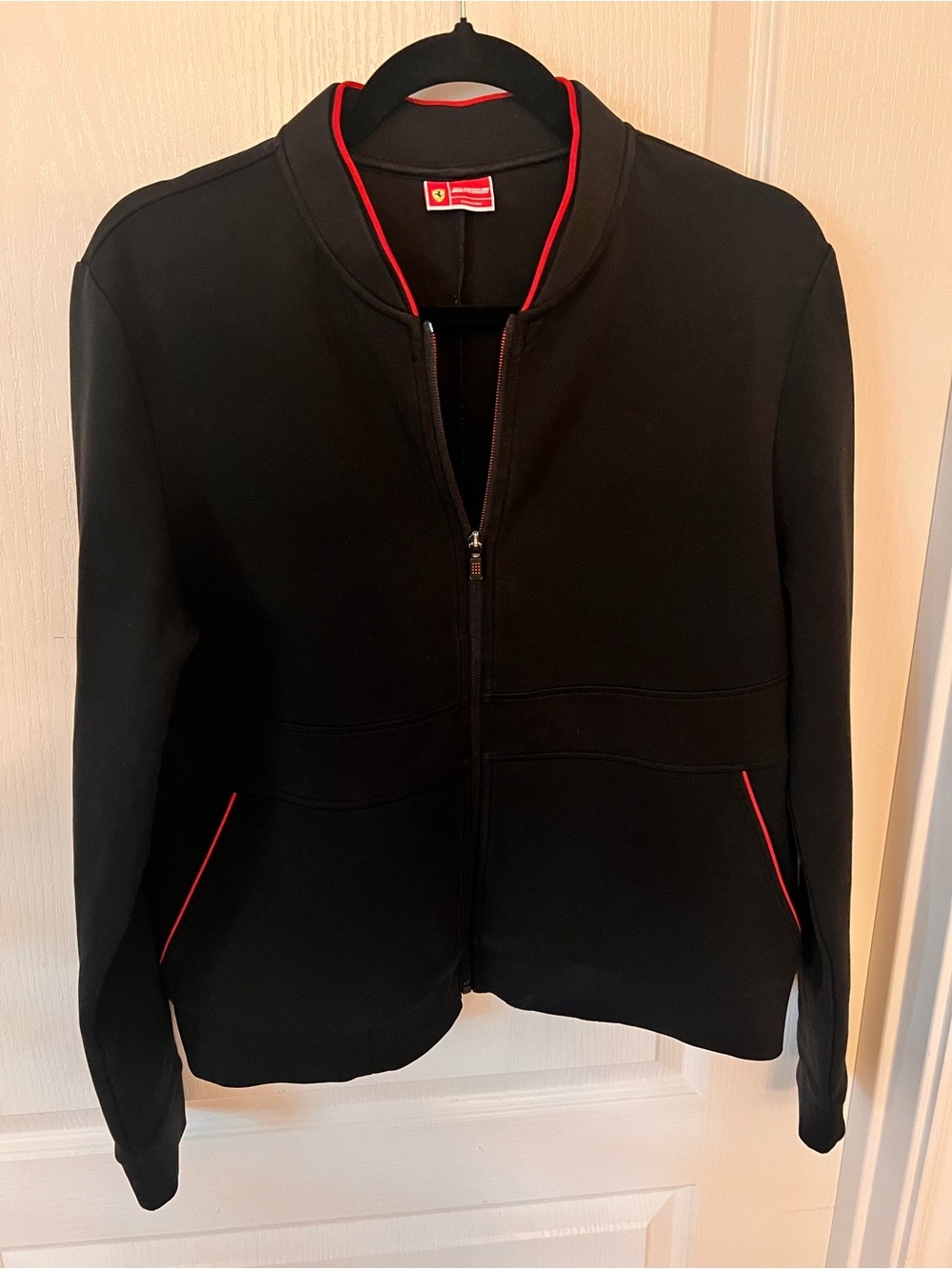 Scuderia Ferrari Black Bomber Jacket with Red Trim